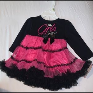 “ Girls Rule”- 2 Piece Set Black & Pink Tutu dress